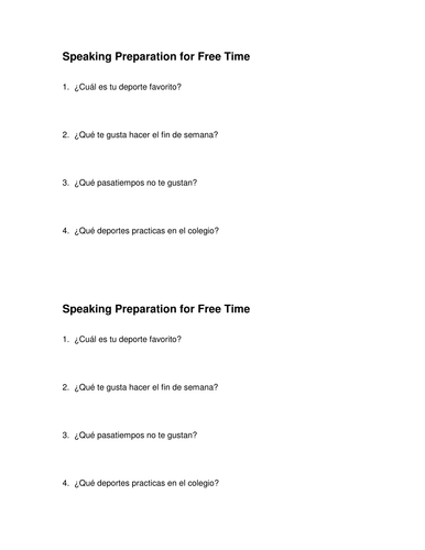 Free Time  -  AQA Entry Level Speaking Assessment