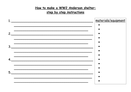 ww2 shelters- instructions