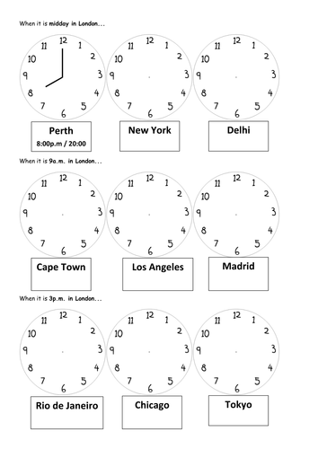 time zones by mathsright teaching resources tes