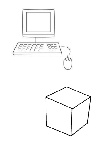 'u-e' pictures to be cut and labelled