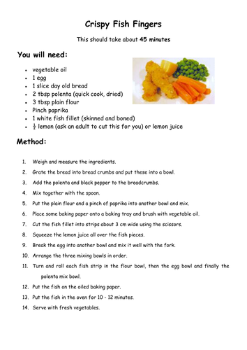 Instruction writing - Examples of recipes | Teaching Resources