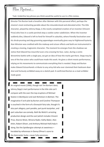 Movie review essay sample picture