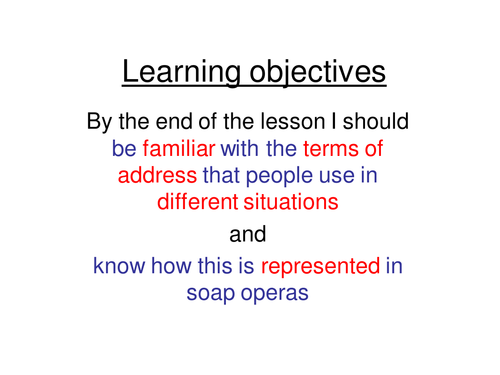Terms of address - Spoken Language prep