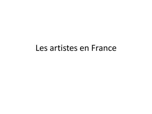 Les artistes en France