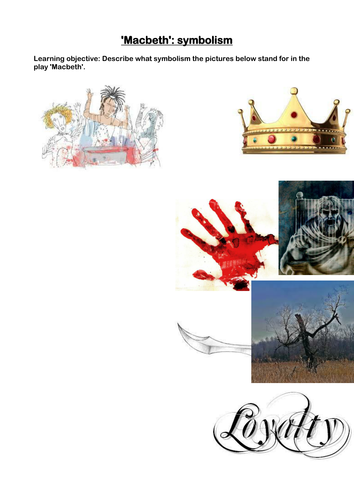 Macbeth: Theme Symbolism Images: Worksheet