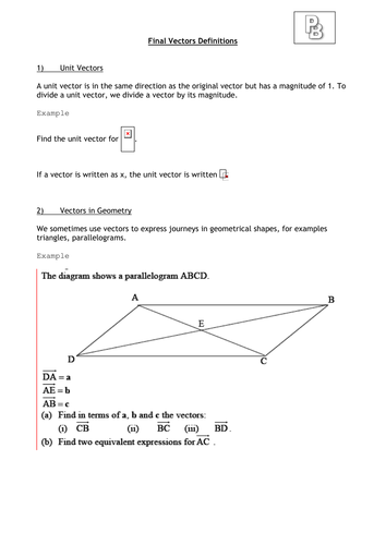 Vectors Definitions 2