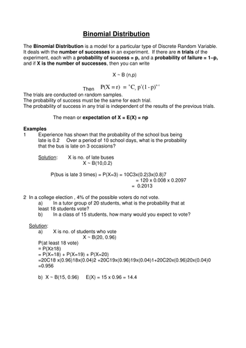 Extra Binomial Notes for Clarity