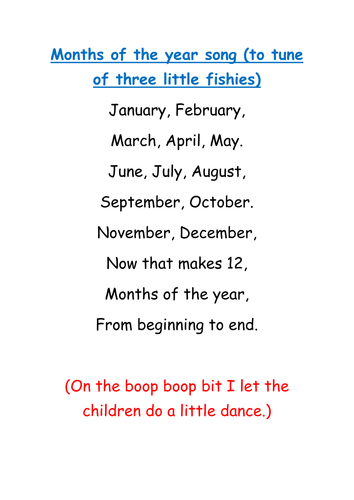 Months of the year song | Teaching Resources