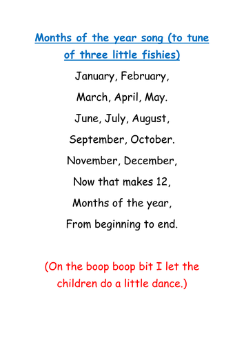 Months of the year song