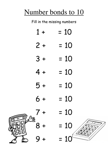 Printables Number Bonds To 10 Worksheet number bonds to 10 fill in missing numbers by groov e chik teaching resources tes