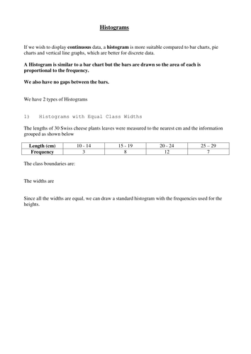 A level Maths: Statistics: 2 Histograms Examples