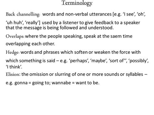 Spoken Language transcript practice.