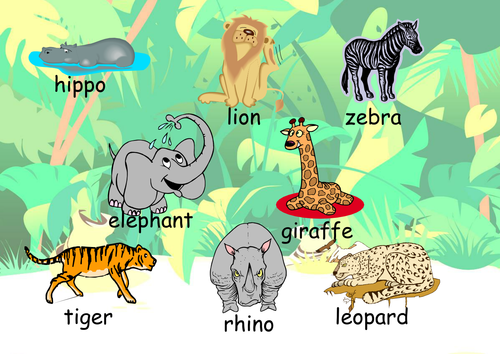 Jungle animal word mat