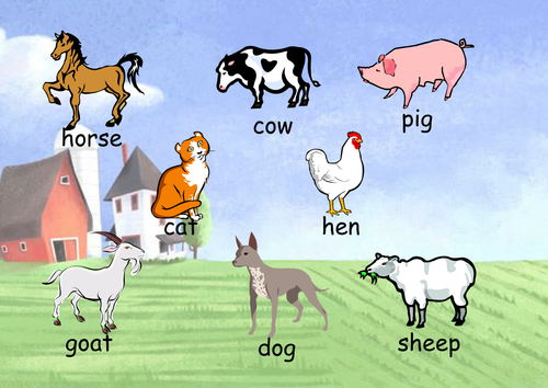 Farm animal word mat