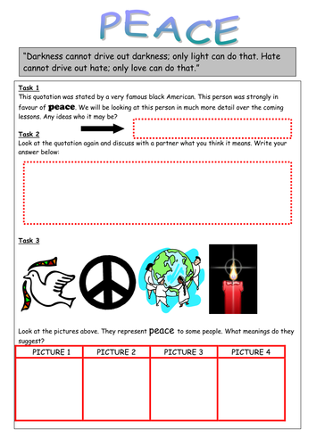 What is Peace? Tasks and poem activity