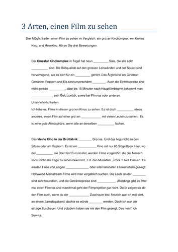 3 Arten einen Film zu sehen AQA AS