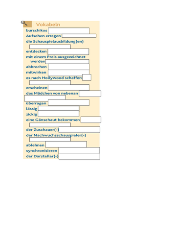 Filme und Filmstars Vocab Test