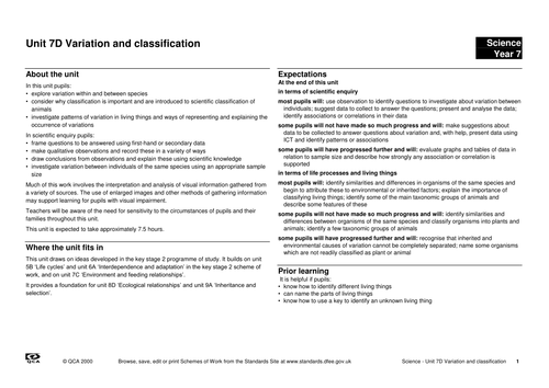 variation and classification scheme