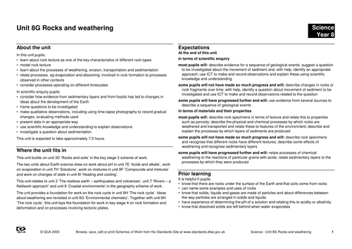 rocks and weathering scheme of work