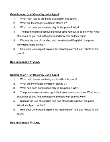 Half Caste John Agard