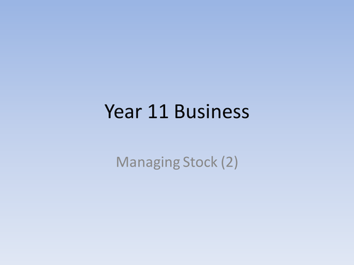 Stock Control PPts