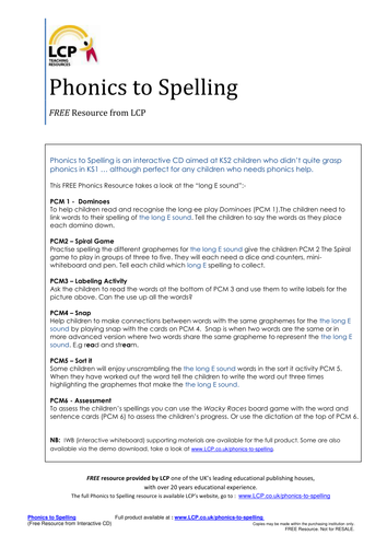 Spelling Games KS2 (Year 3,4,5,6) 'long E' sound