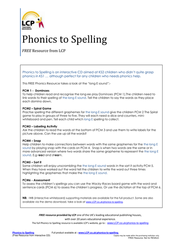 Spelling Games KS2 (Year 3,4,5,6) 'long E' sound | Teaching Resources