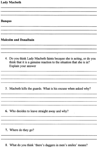 Macbeth: Tasks to Analyse Duncan's Death