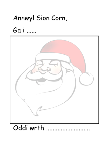 Annwyl Sion Corn - Welsh letter to Santa
