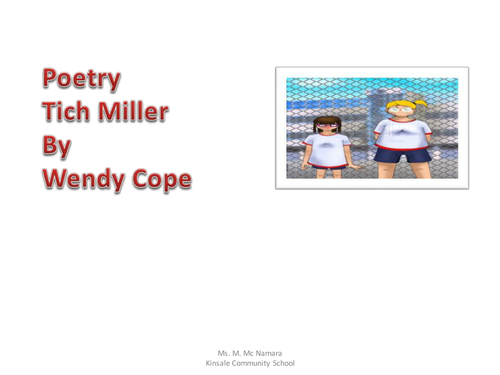 Tich Miller by Wendy Cope