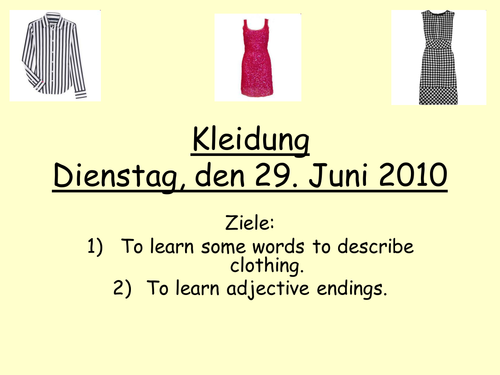 Clothes - adjective endings - German | Teaching Resources