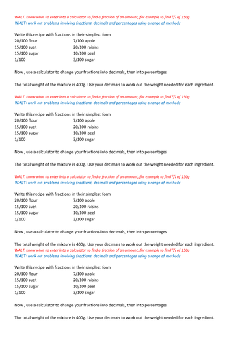Christmas fractions and decimal problems
