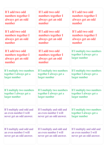 reasoning - proving and disproving statements