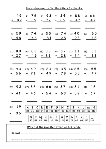 printable worksheet hieroglyphics groov e get Column the the by joke addition to crack code