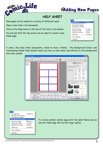 Comic Life Help Sheets & Projects