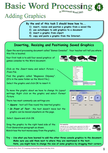 Intermediate Word Processing (in Word 2003)