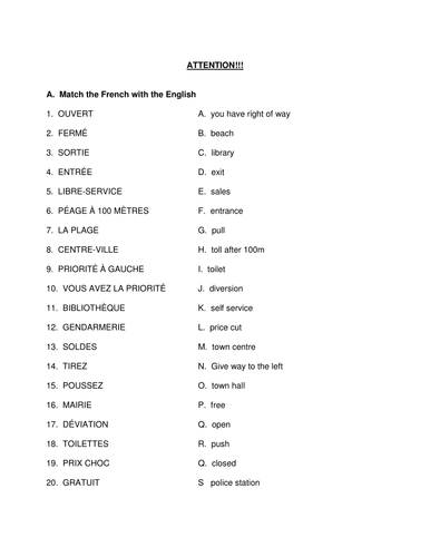 Attention!  Understanding signs and instructions