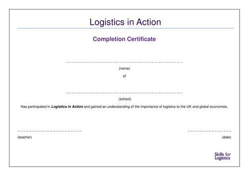 Logistics in Action 1.2 - Completion Certificate