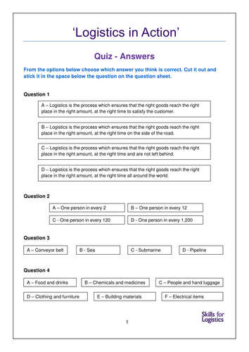 Logistics in Action 2 - Student Quiz
