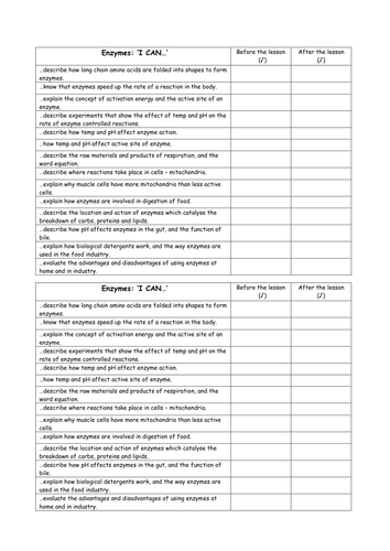 enzymes i can sheet