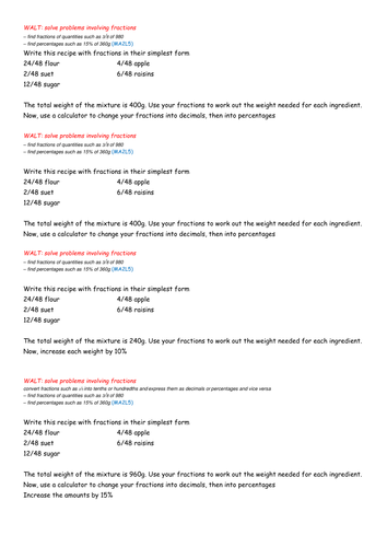 Christmas fractions and percentage problems