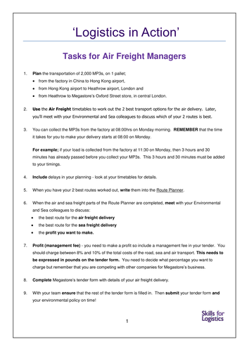 Logistics in Action 4.1 – Air Freight Managers