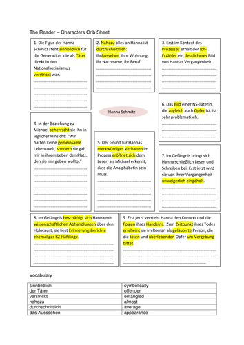 Hanna and Michael - Crib notes and questions