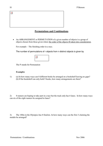 Permutations and Combinations