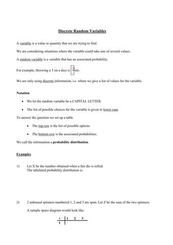 Discrete Random Variables Intro