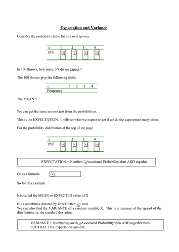 Guided E(x) and Var(x) Notes