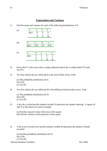 Expectation and Variance