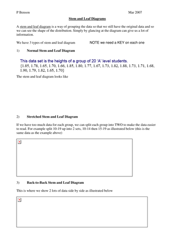 Stem and Leaf Diagrams