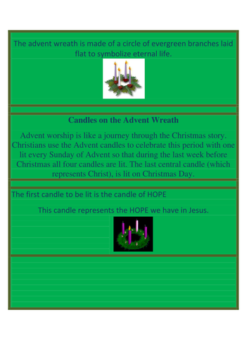 Advent - display cards regarding the wreath