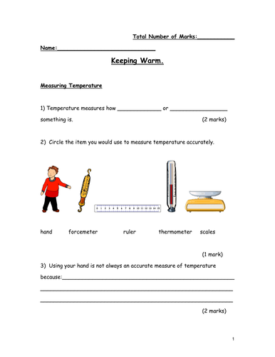 keeping warm assessment teaching resources